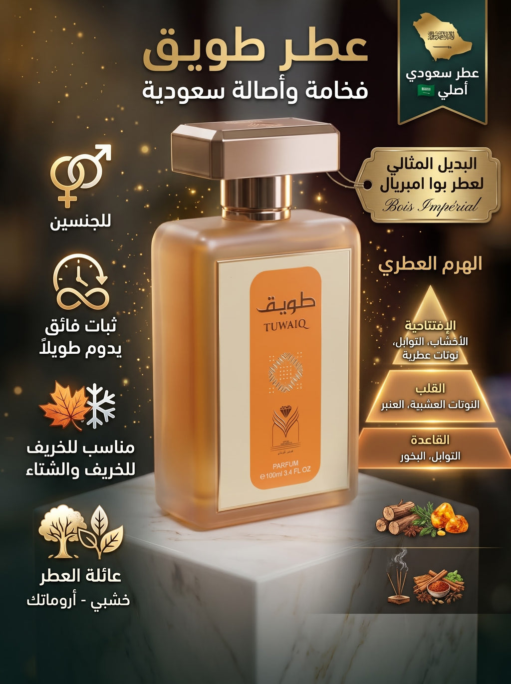 عطر الطويق الأصلي من السعودية من شركة ألماس وهو بديل عطر bois impérial