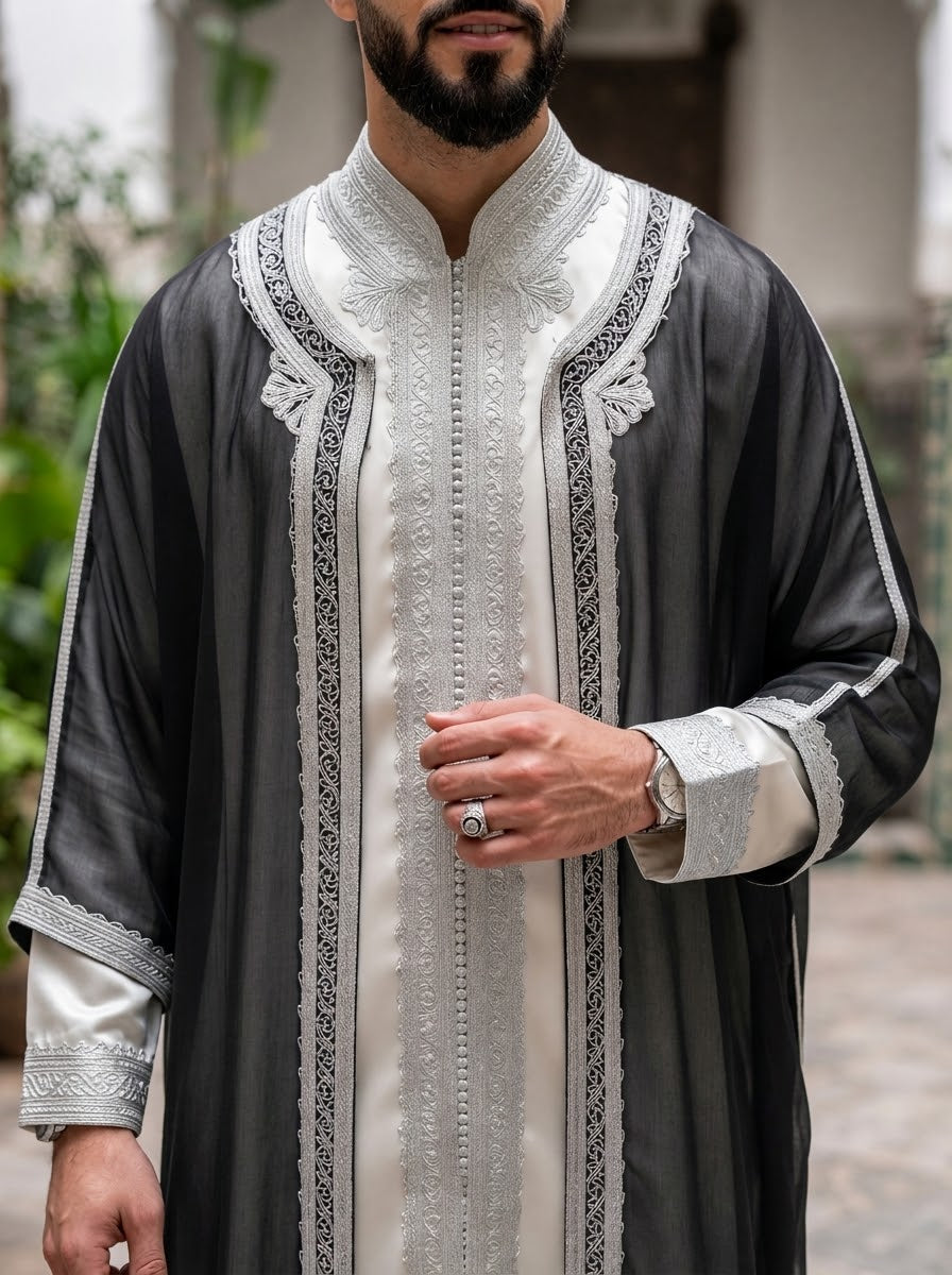 👑 طقم القفطان المغربي الملكي الفاخر (3 قطع) 👑
