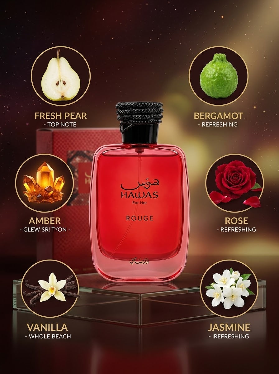 ✨ عطر هوس روج للنساء (Hawas Rouge For Her) - إكسير الأنوثة والشغف ✨