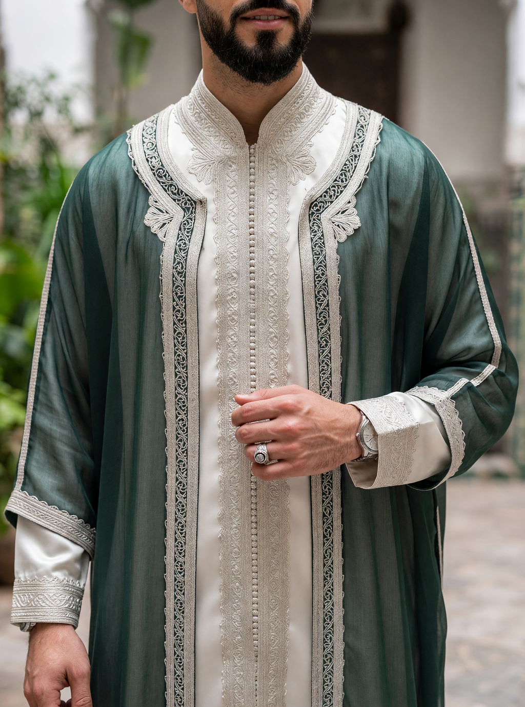 👑 طقم القفطان المغربي الملكي الفاخر (3 قطع) 👑