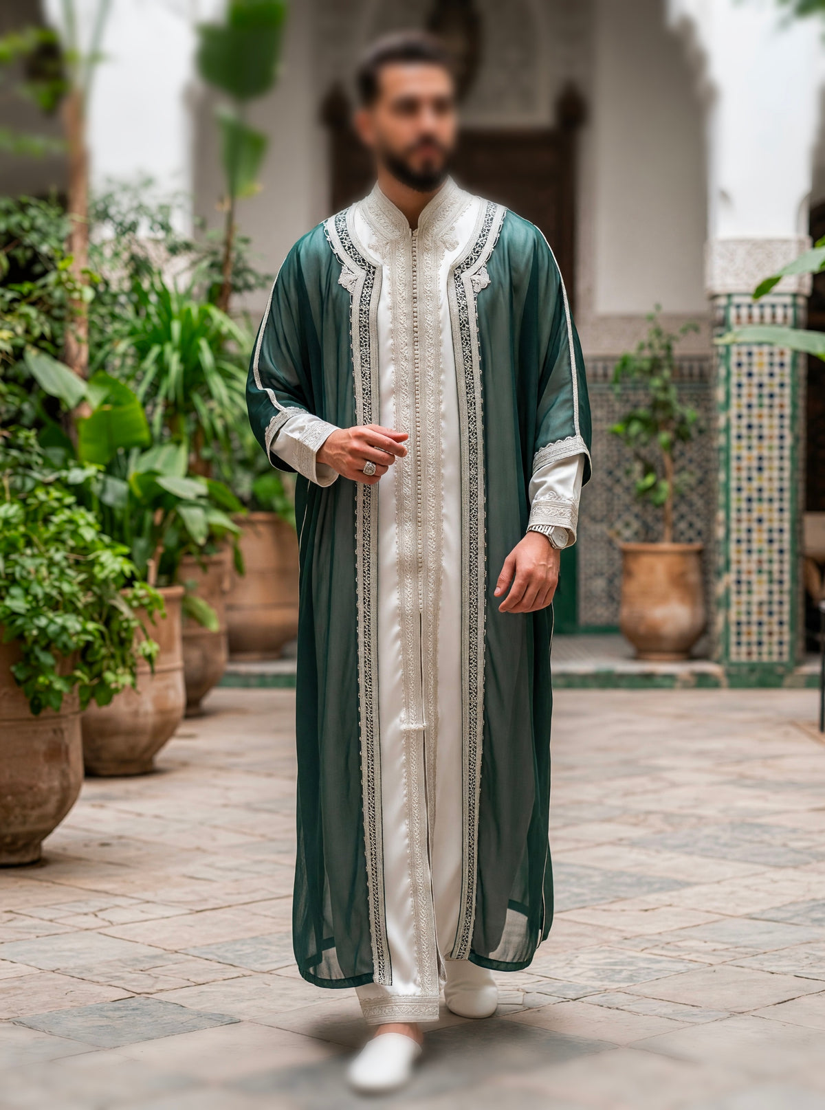 👑 طقم القفطان المغربي الملكي الفاخر (3 قطع) 👑